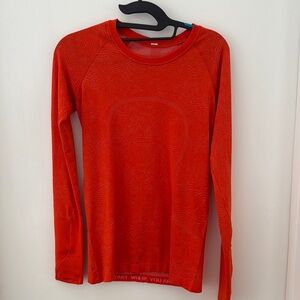 Lululemon Athletica Red Fitted Long Sleeve top